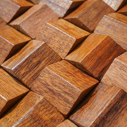 Pannello Mosaico 3D in Legno Massello Premium ✅ (30 x 30 cm)