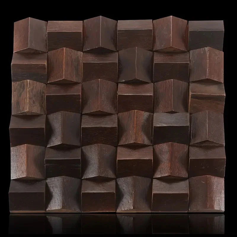 Pannello Mosaico 3D in Legno Massello Premium ✅ (30 x 30 cm)