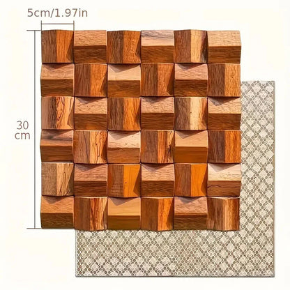 Pannello Mosaico 3D in Legno Massello Premium ✅ (30 x 30 cm)