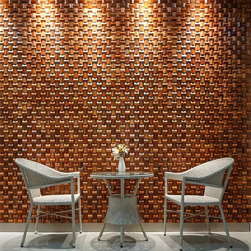 Pannello Mosaico 3D in Legno Massello Premium ✅ (30 x 30 cm)