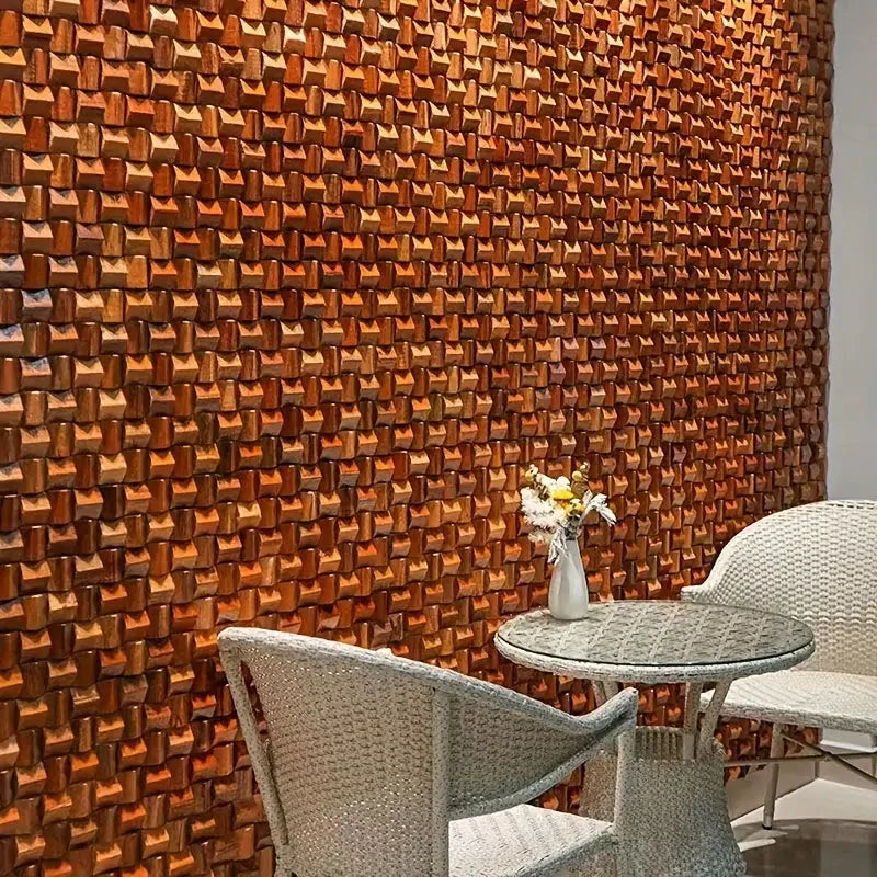 Pannello Mosaico 3D in Legno Massello Premium ✅ (30 x 30 cm)