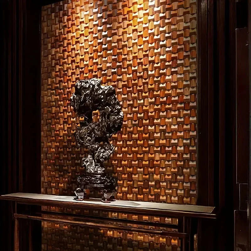 Pannello Mosaico 3D in Legno Massello Premium ✅ (30 x 30 cm)