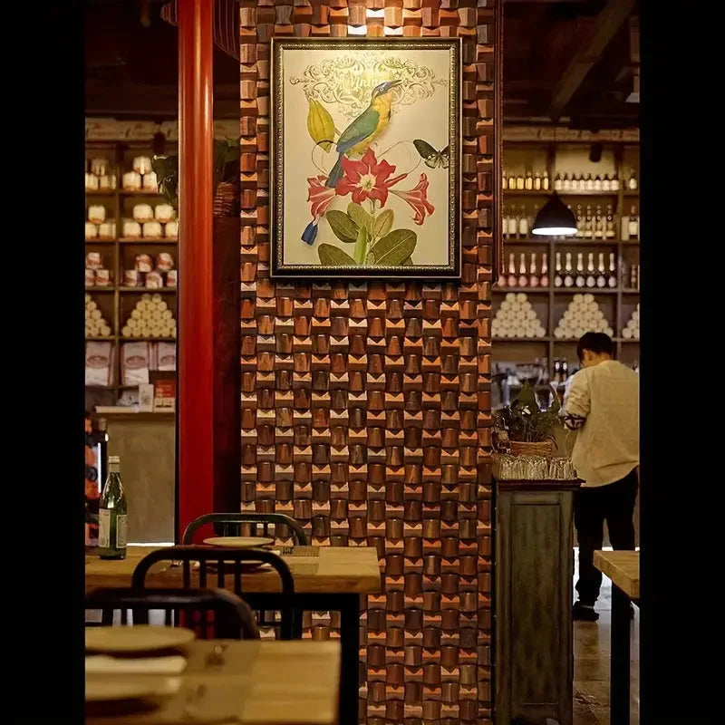 Pannello Mosaico 3D in Legno Massello Premium ✅ (30 x 30 cm)